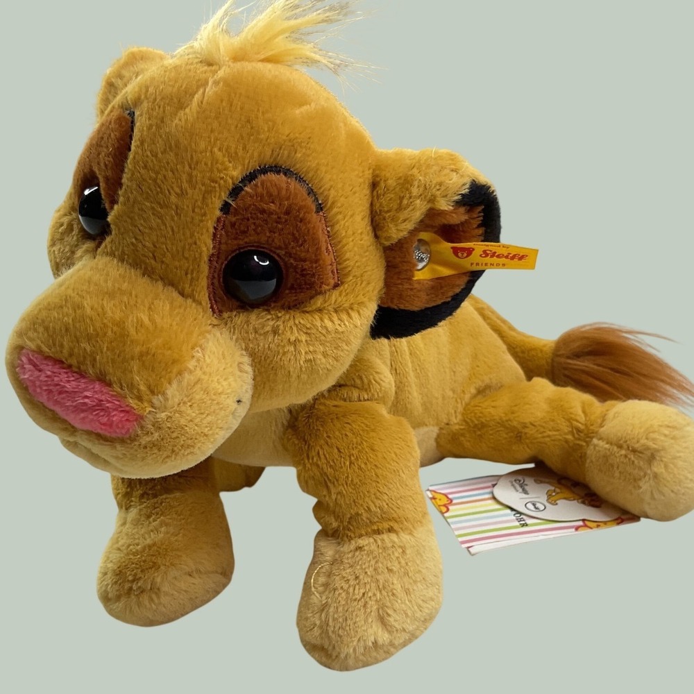 Steiff Disney Lion King Simba Plush Toy 024665 Button in Ear Gold Brown NWT 10in